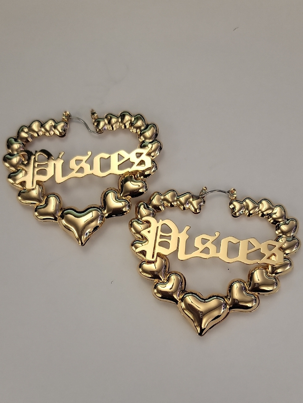 Gold 'Pisces' Heart Hoop Earrings - Zodiac Statement Jewelry